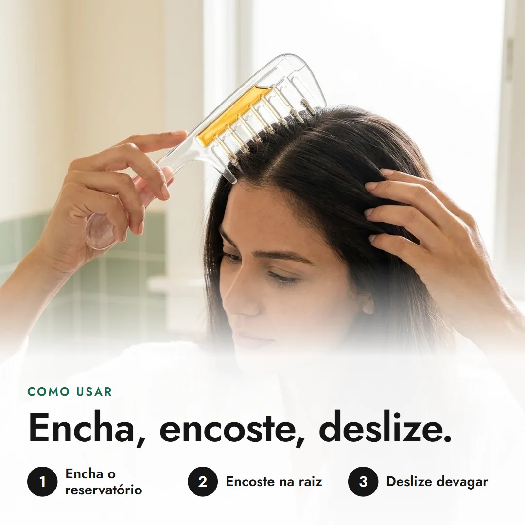 Como usar em três passos: encha, encoste na raiz e deslize