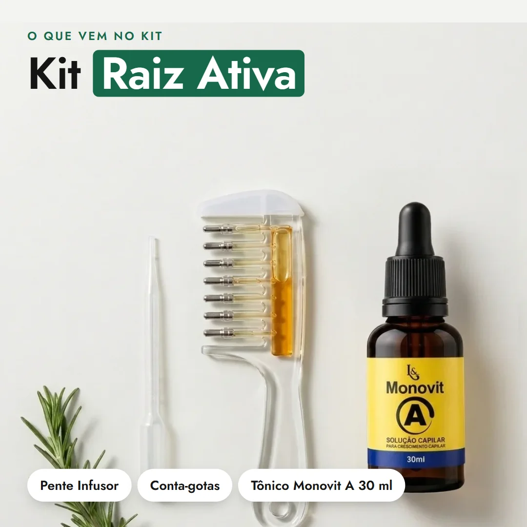 Kit Raiz Ativa: Pente Infusor, conta-gotas e Tônico Monovit A